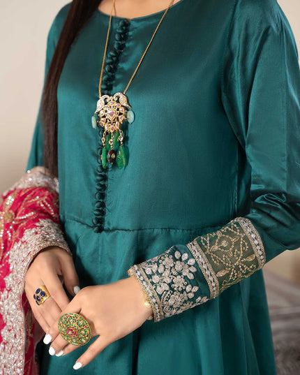 Maria B | Green Two Tone Silk Suit