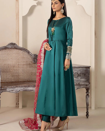 Maria B | Green Two Tone Silk Suit