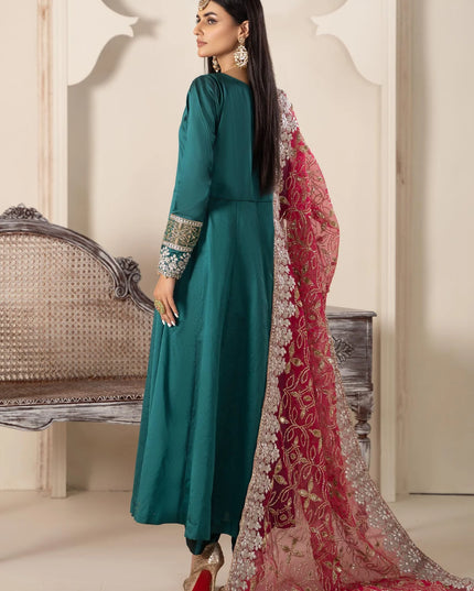 Maria B | Green Two Tone Silk Suit
