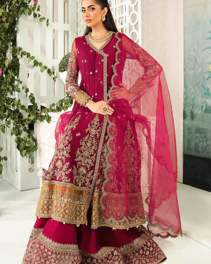 Maria B | Magenta Net Embellished Angrakha Lehenga
