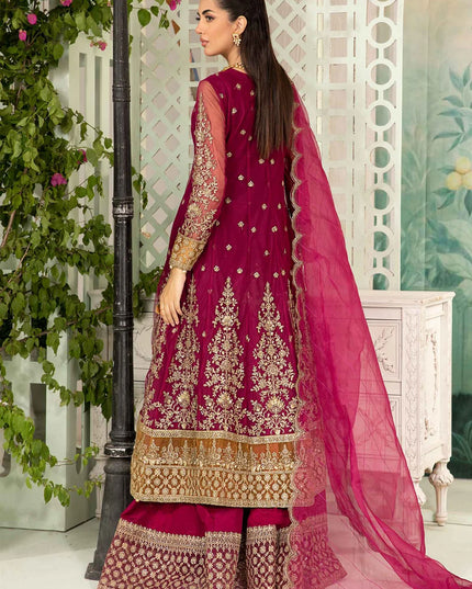 Maria B | Magenta Net Embellished Angrakha Lehenga