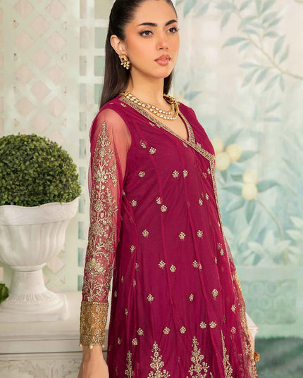 Maria B | Magenta Net Embellished Angrakha Lehenga