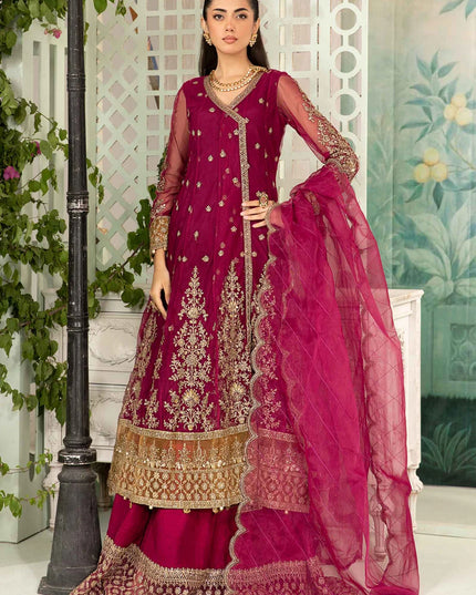 Maria B | Magenta Net Embellished Angrakha Lehenga
