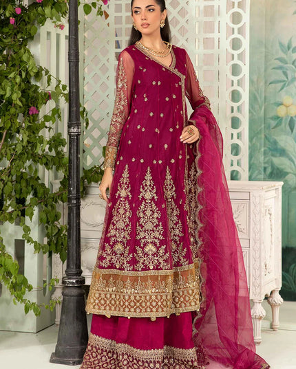 Maria B | Magenta Net Embellished Angrakha Lehenga