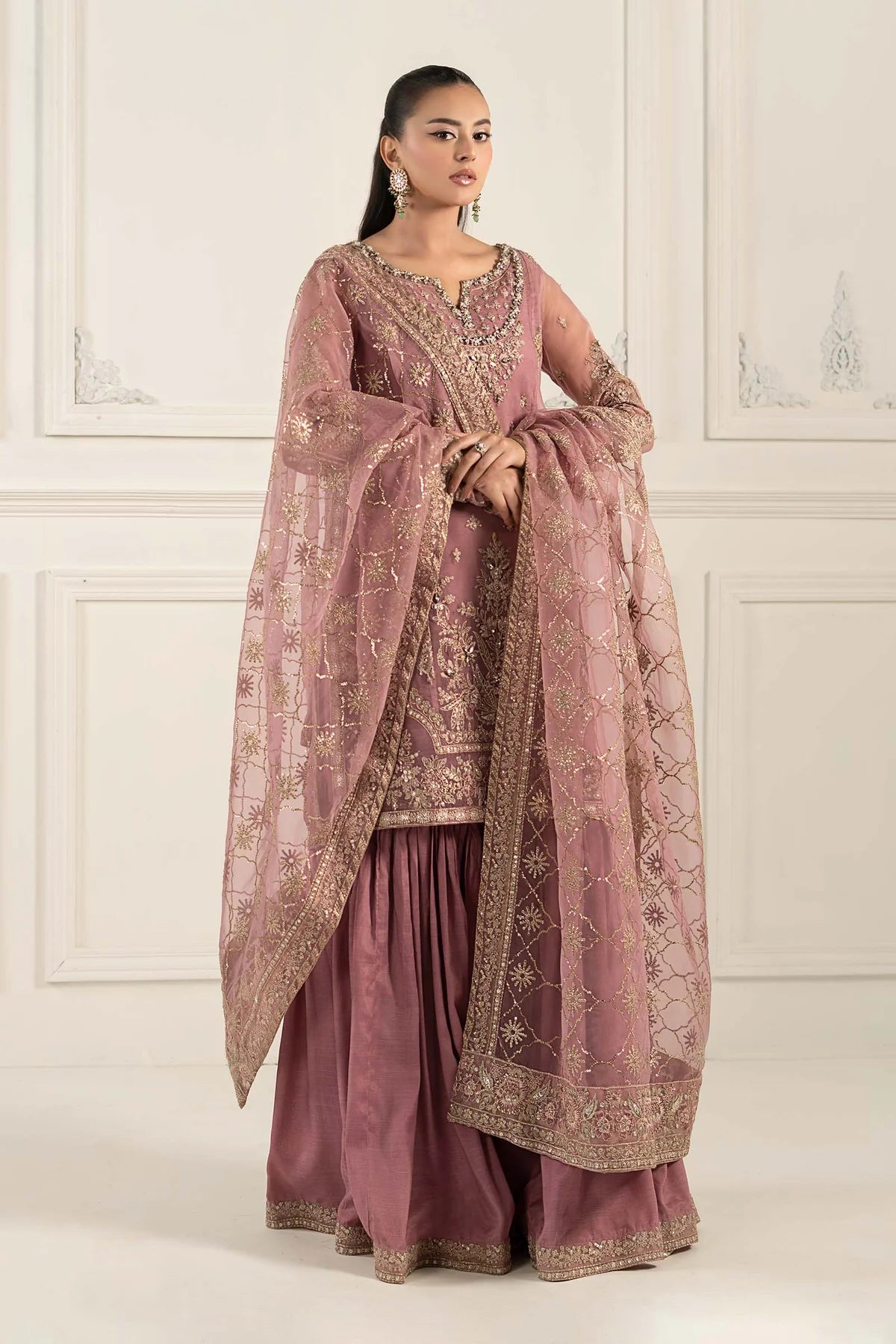 Maria B | Lilac Organza Hand Embellished Gharara