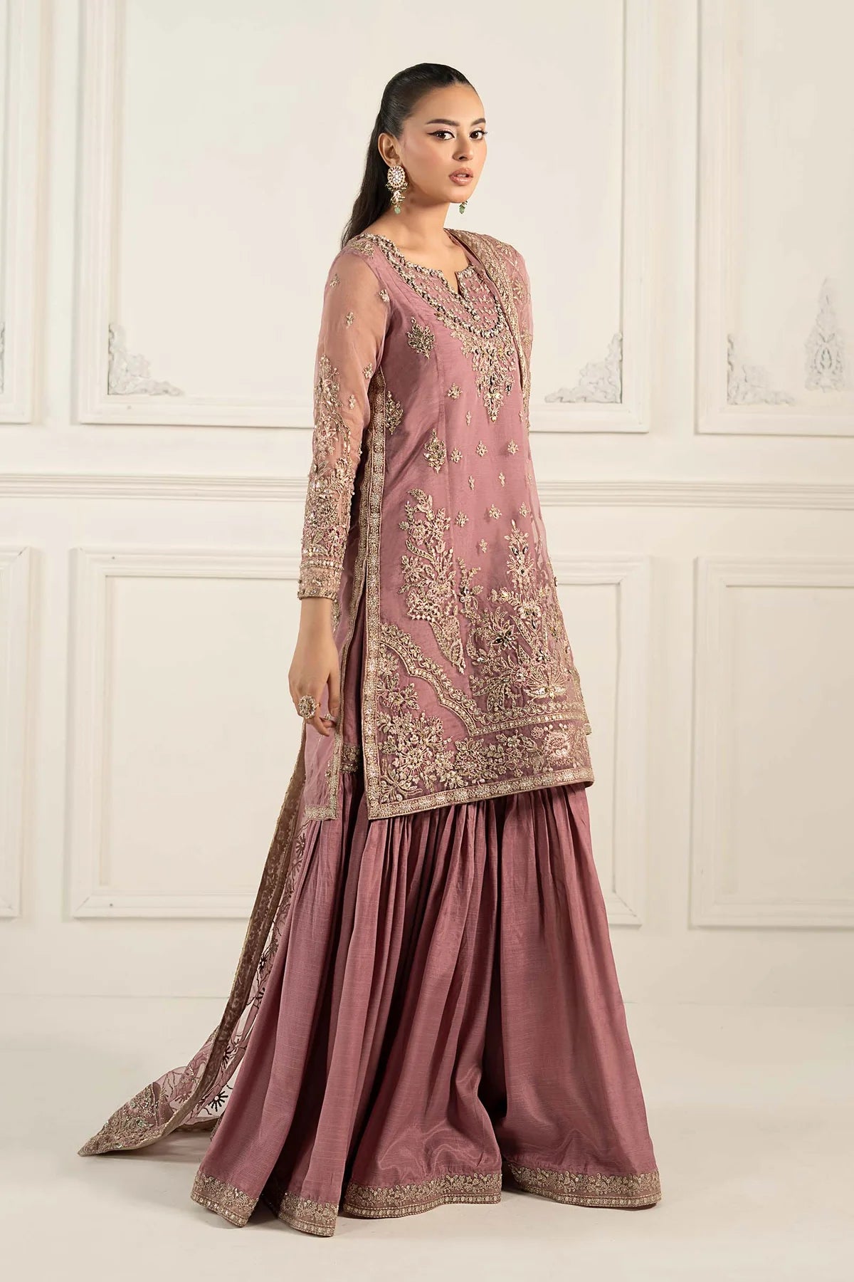 Maria B | Lilac Organza Hand Embellished Gharara