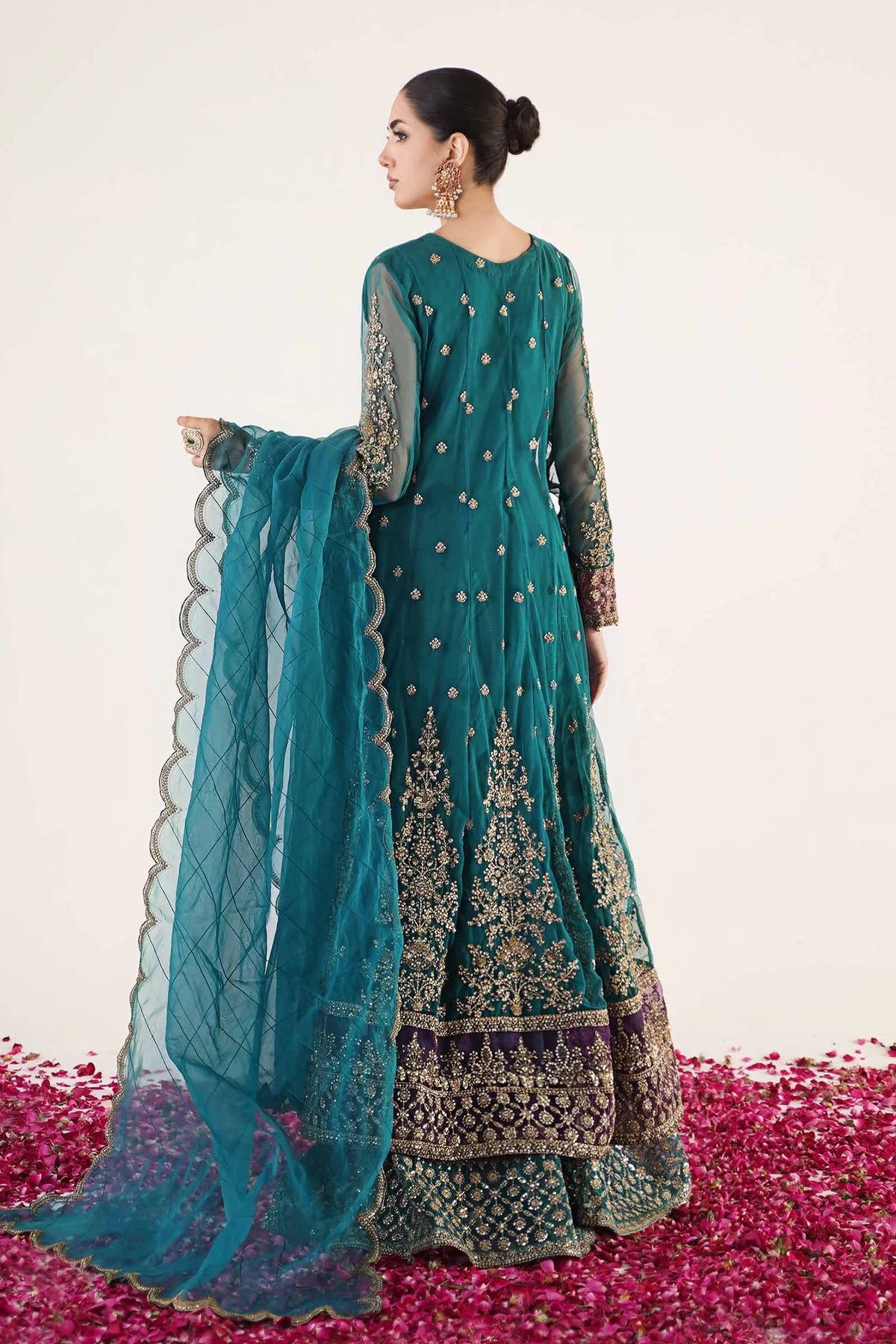 Maria B | Teal Net Embellished Angrakha Lehenga