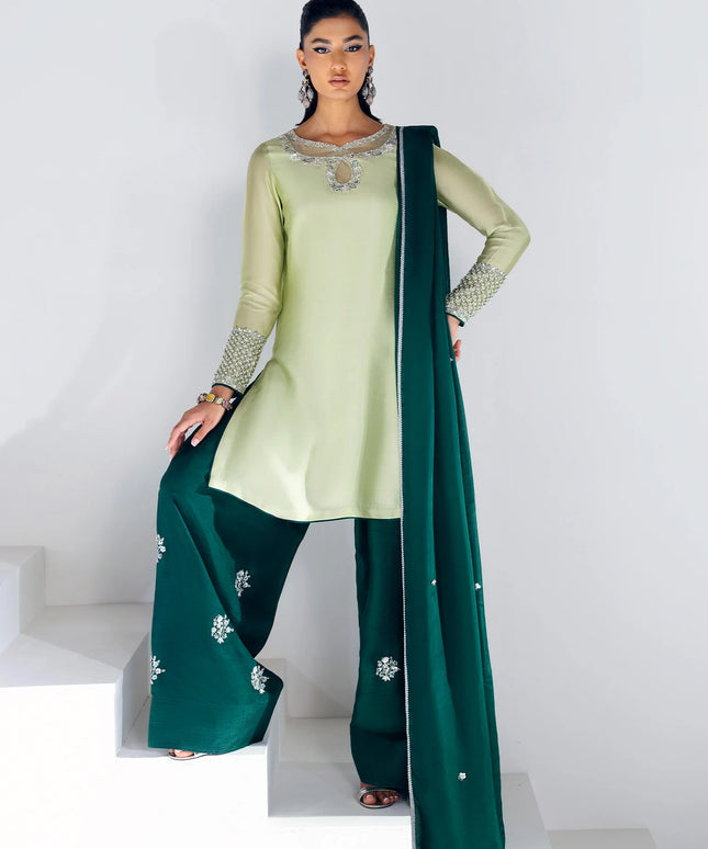 Salsa | Pistachio Green Pure Silk Farshi Shalwar Suit