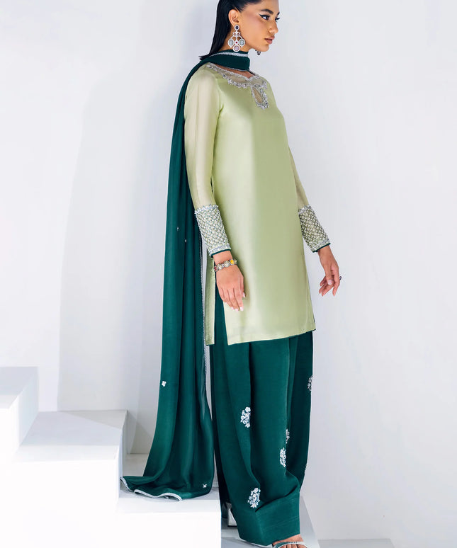 Salsa | Pistachio Green Pure Silk Farshi Shalwar Suit