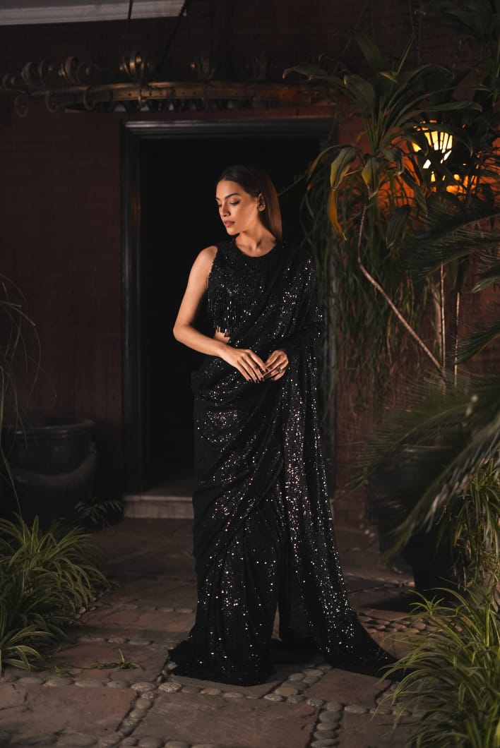 Raven | Black Embellished Saree
