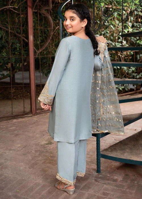 Shireen | Girls Iceblue Khaddi Silk Suit