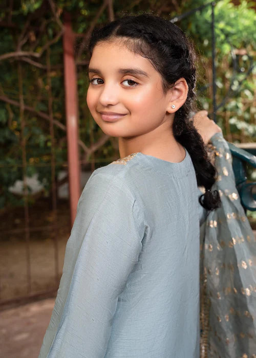 Shireen | Girls Iceblue Khaddi Silk Suit