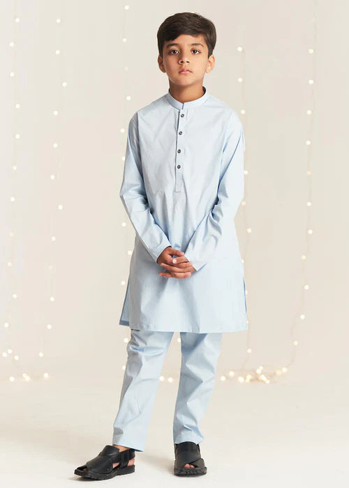 2 Piece | Boys Sky Blue Kurta Set