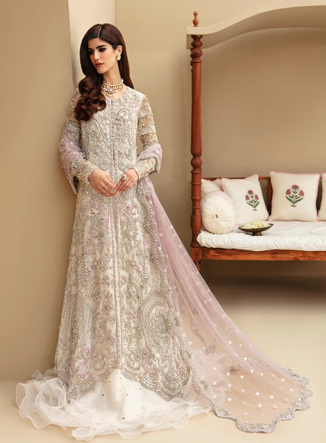Sophea | White Net Bridal Embellished Lehenga