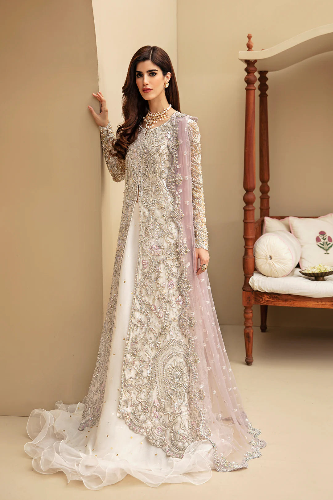 Sophea | White Net Bridal Embellished Lehenga
