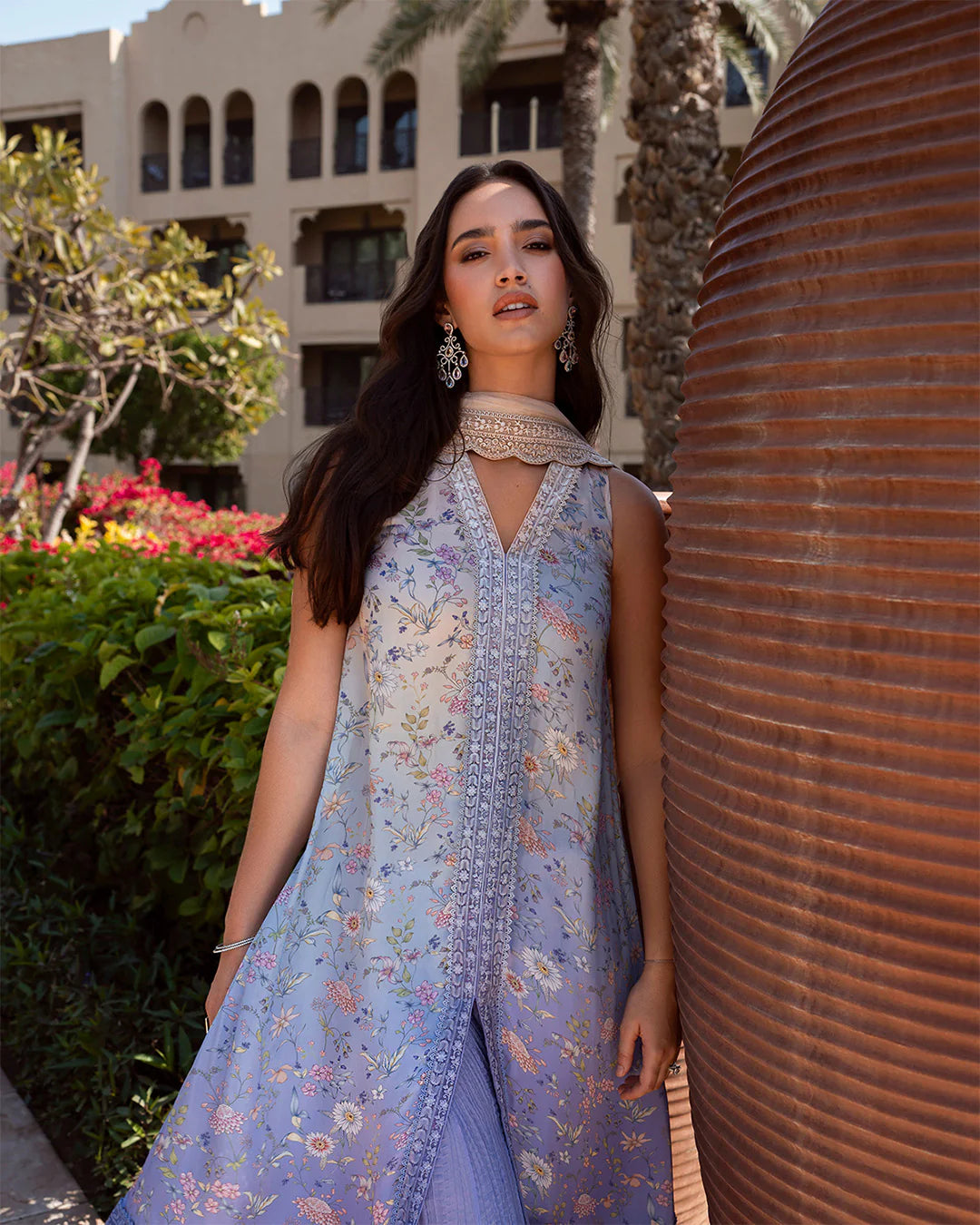 Faiza Saqlain | Printed Embroidered Silk Sharara
