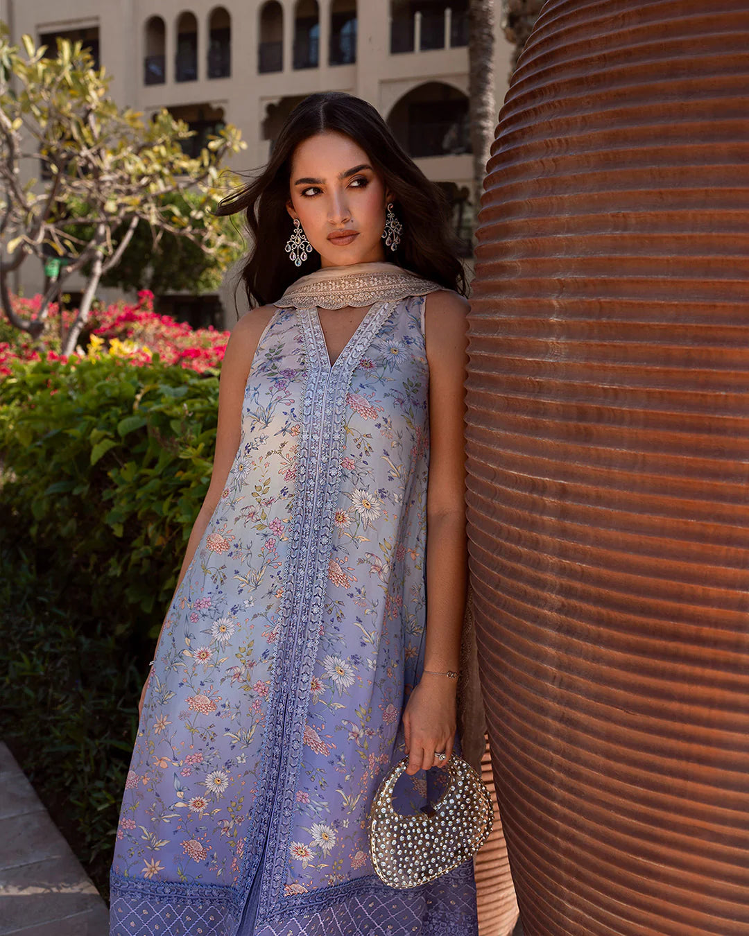 Faiza Saqlain | Printed Embroidered Silk Sharara