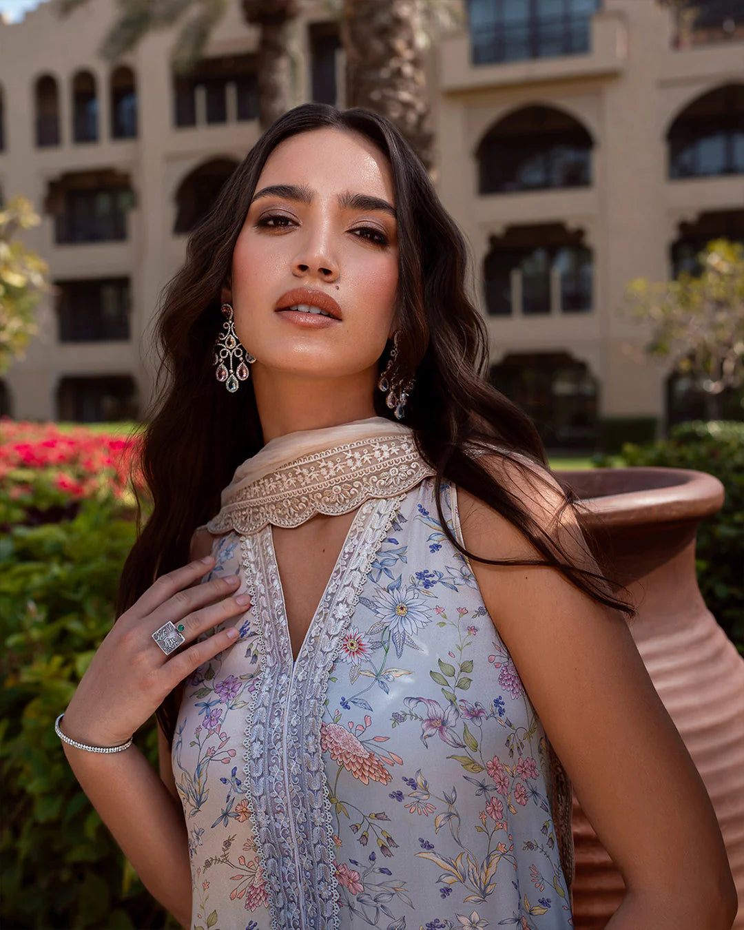 Faiza Saqlain | Printed Embroidered Silk Sharara
