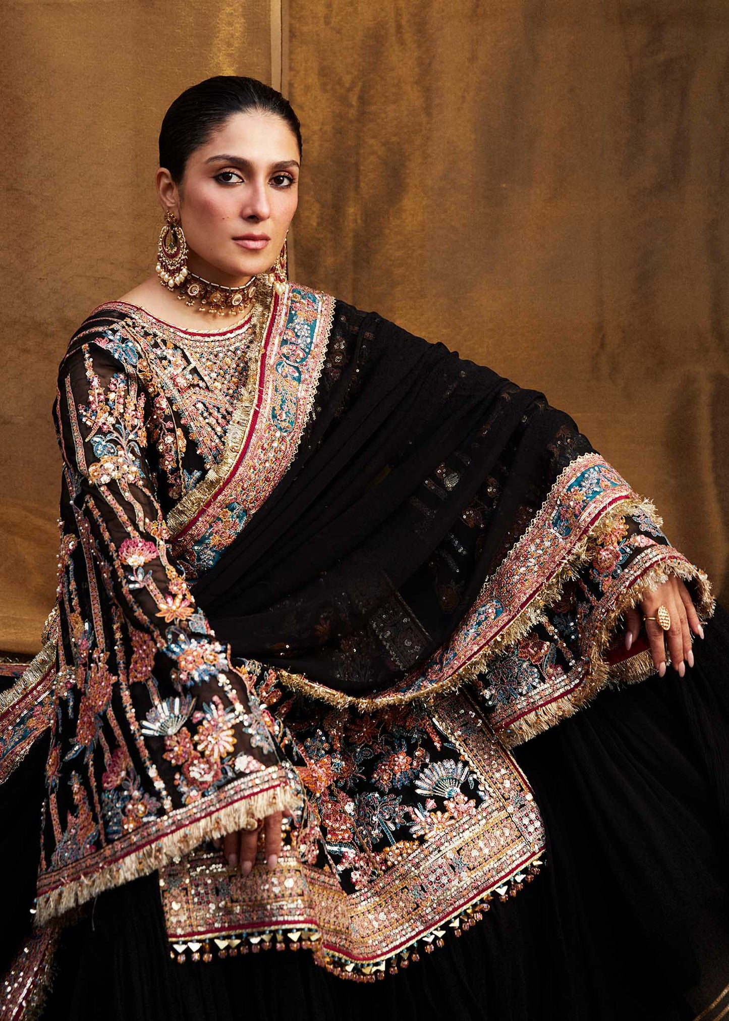 Hussain Rehar | Chiffon Embroidered Sharara