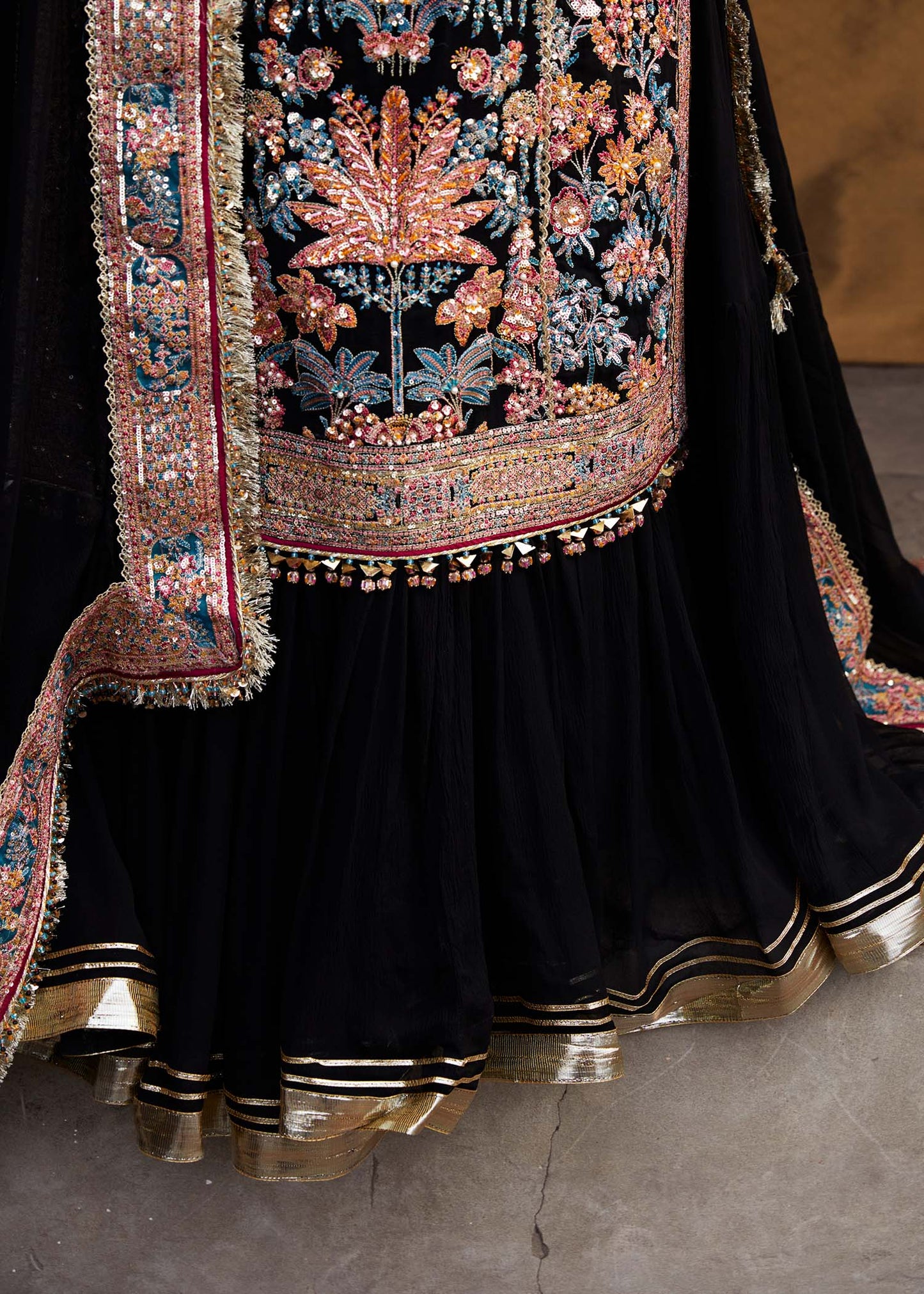 Hussain Rehar | Chiffon Embroidered Sharara
