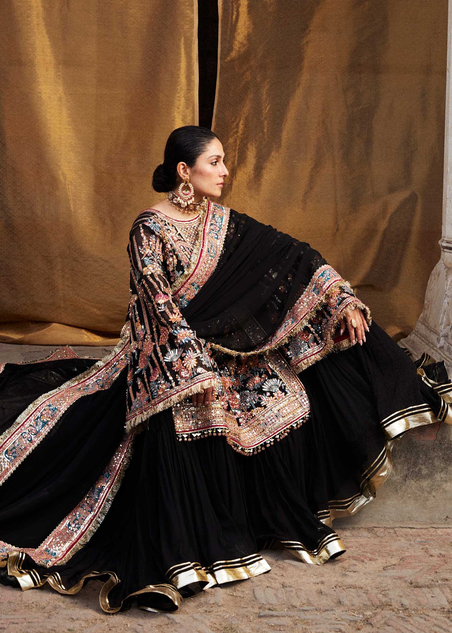Hussain Rehar | Chiffon Embroidered Sharara