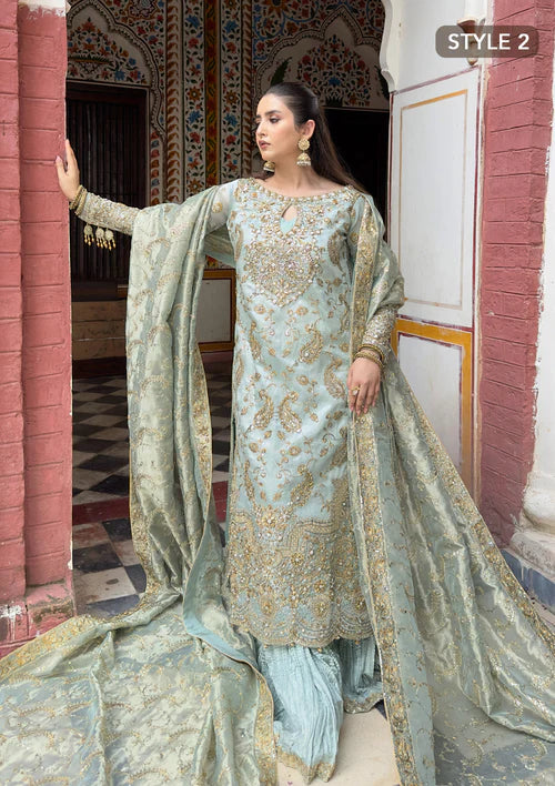 Mehek | Ice Blue Embellished Embroidered Wedding Dress