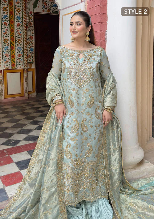 Mehek | Ice Blue Embellished Embroidered Wedding Dress