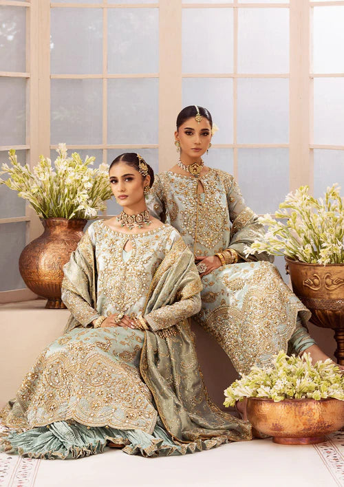 Mehek | Ice Blue Embellished Embroidered Wedding Dress