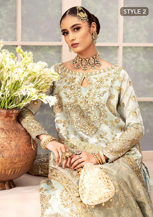 Mehek | Ice Blue Embellished Embroidered Wedding Dress