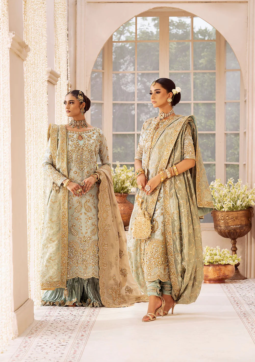 Mehek | Ice Blue Embellished Embroidered Wedding Dress