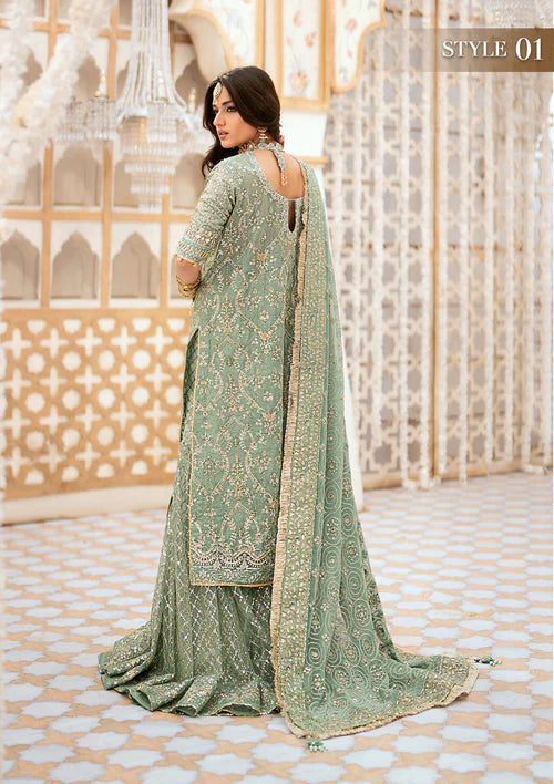 Naaz | Mint Green Kundan Zari Embellished Dress