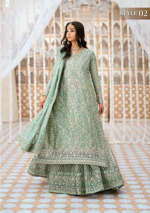 Naaz | Mint Green Kundan Zari Embellished Dress