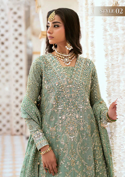 Naaz | Mint Green Kundan Zari Embellished Dress