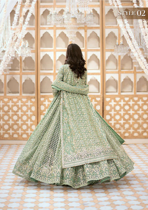 Naaz | Mint Green Kundan Zari Embellished Dress