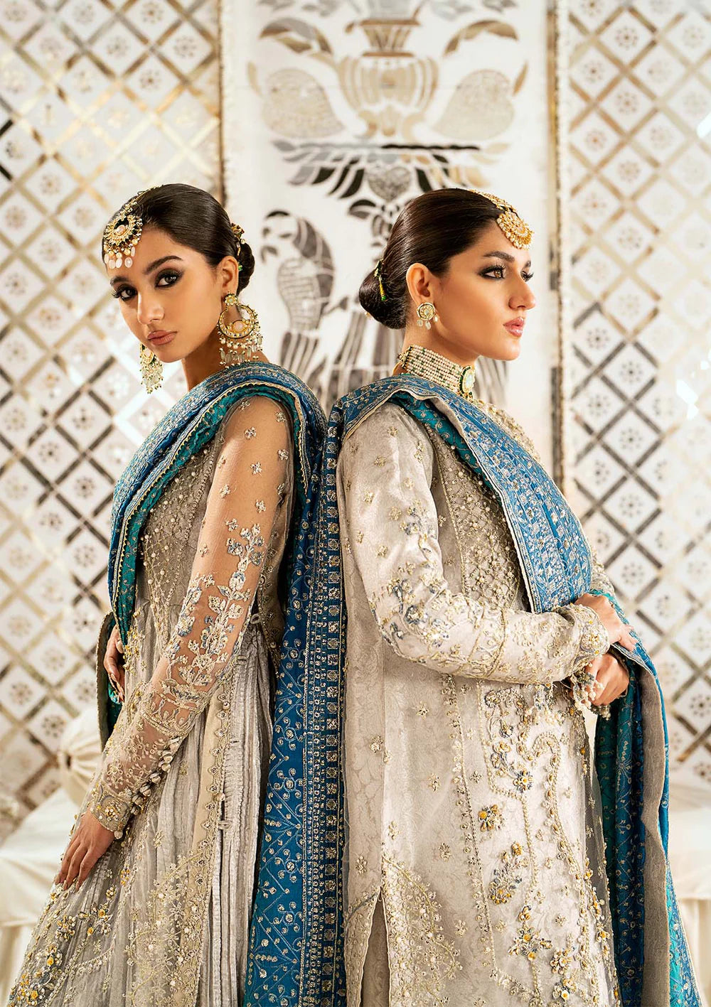 Nimmi | Light Grey Net Embellished Dress