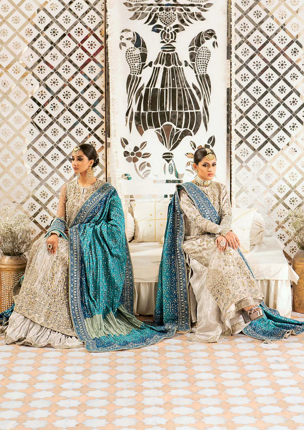 Nimmi | Light Grey Net Embellished Dress