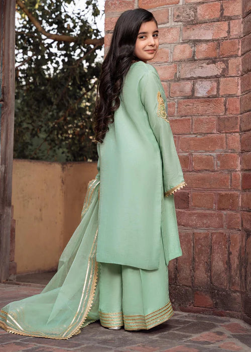Zareen | Girls Mint Green Embroidered Suit
