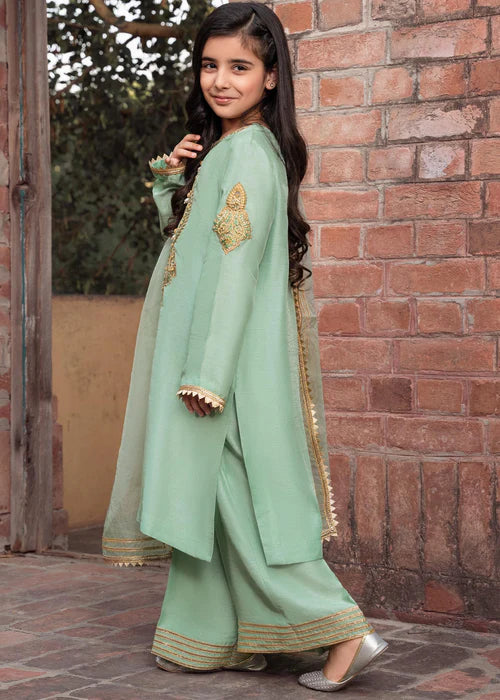 Zareen | Girls Mint Green Embroidered Suit