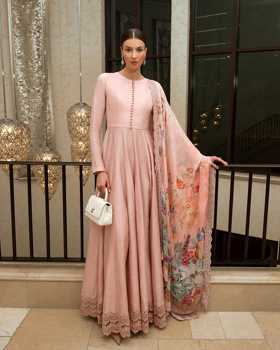 Faiza Saqlain | Floral Printed Silk Pishwas