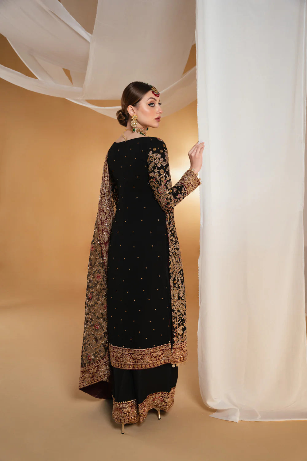 Anjali | Black Chiffon Embroidered Suit