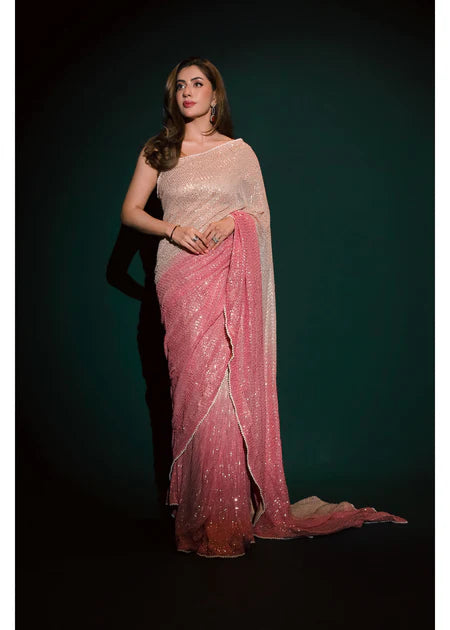 Samira | Beige Silk Embellished Saree
