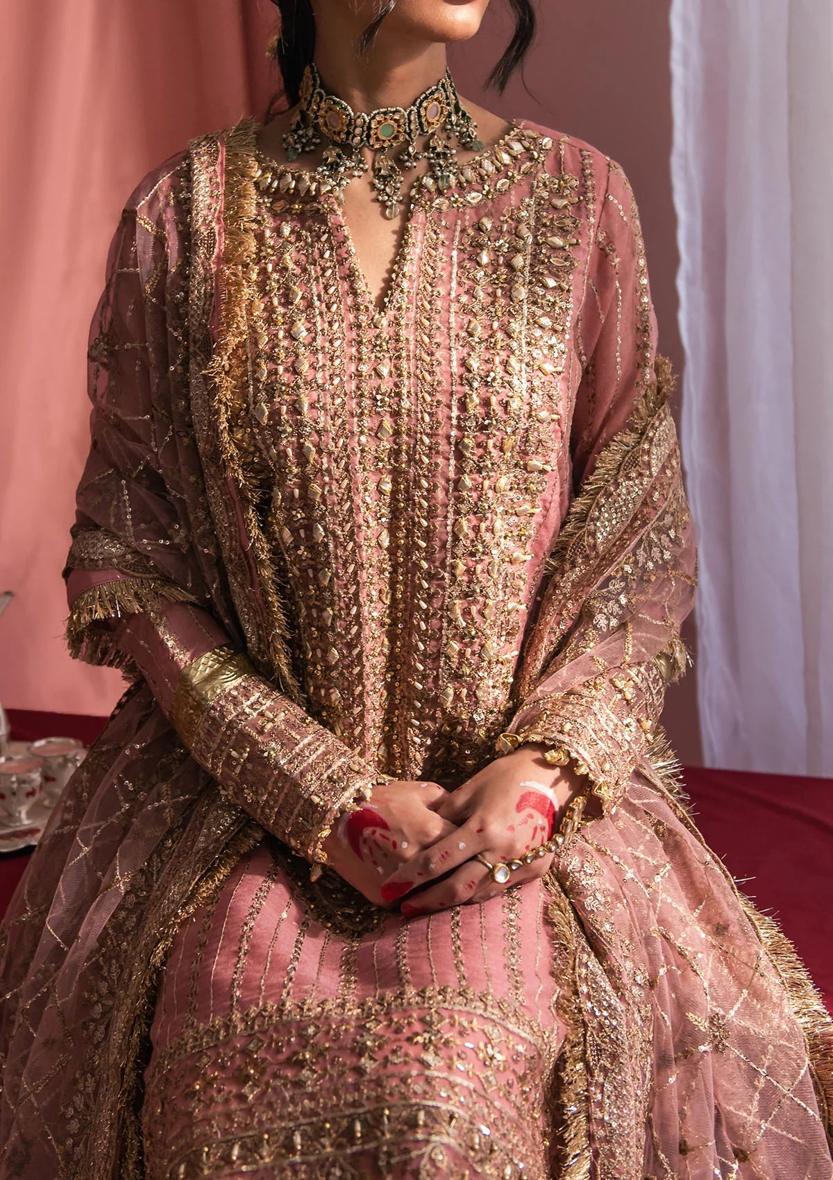 Kaneez | Pink Silk Embellished Sharara