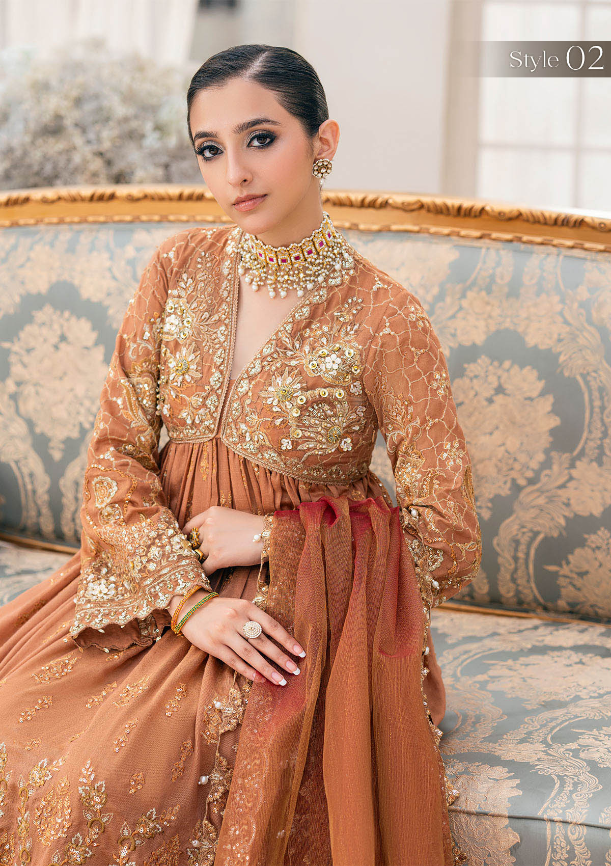 Masoori | Embellished Embroidered Organza Dress