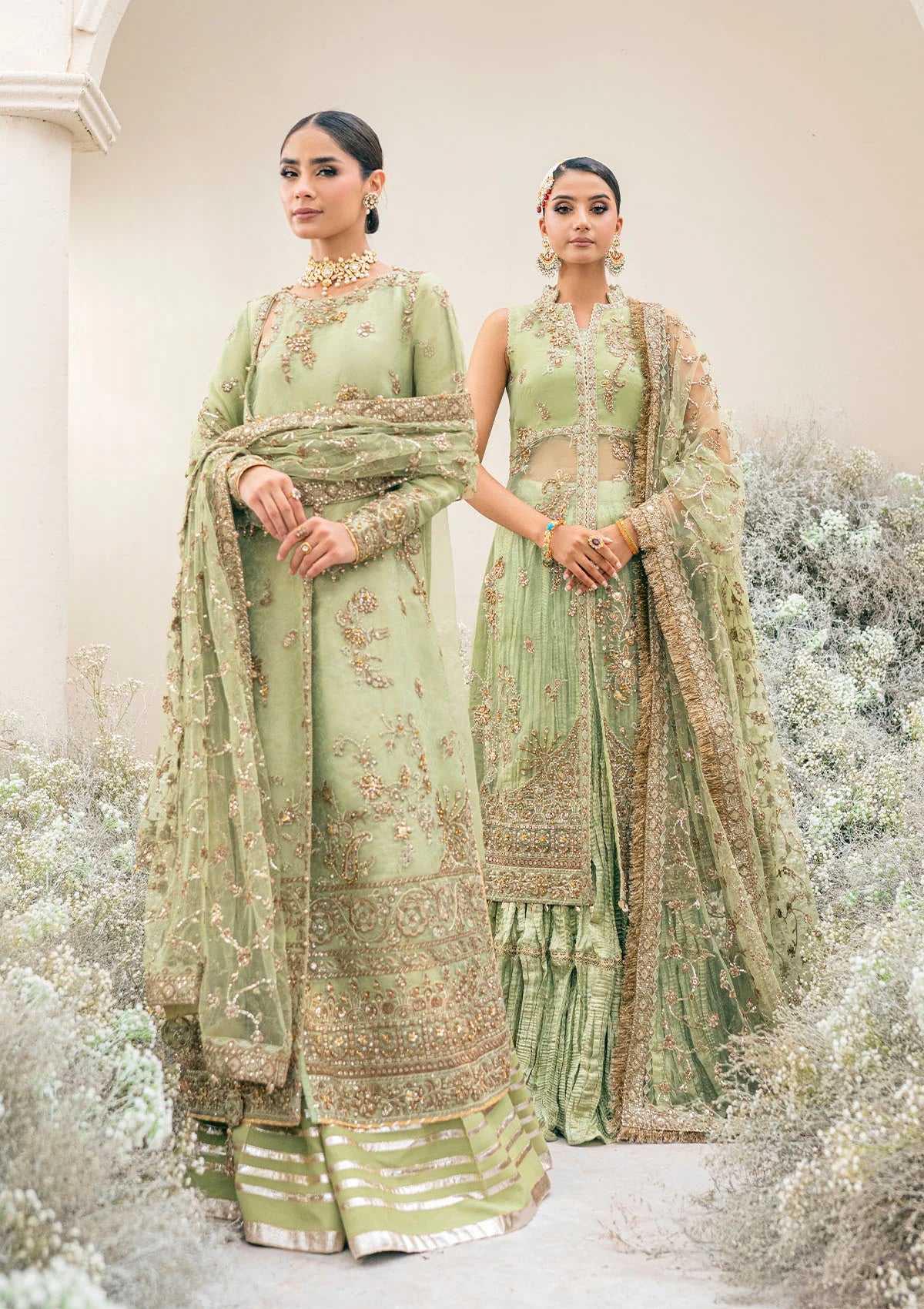 Manno | Green Organza Embellished Dress