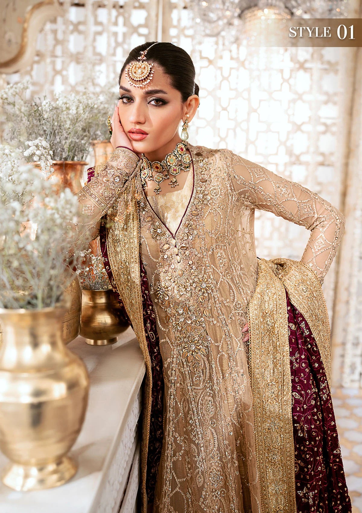 Esha | Peach Chiffon Embellished Dress