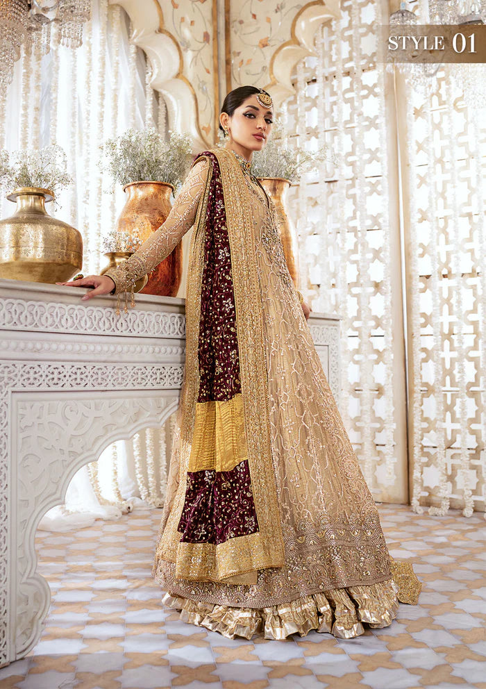 Esha | Peach Chiffon Embellished Dress