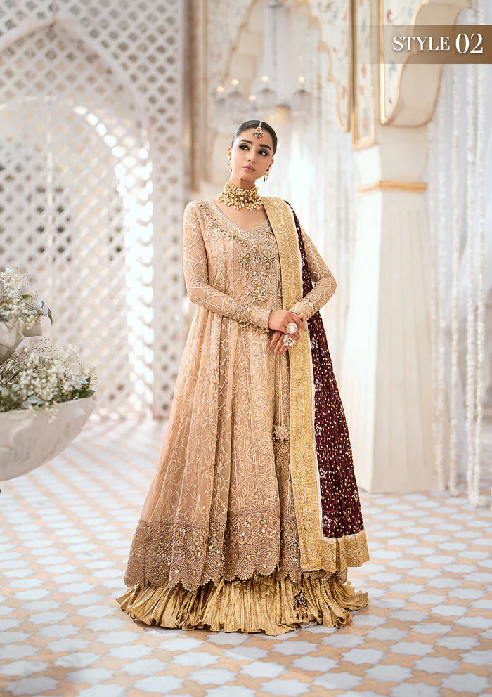 Esha | Peach Chiffon Embellished Dress