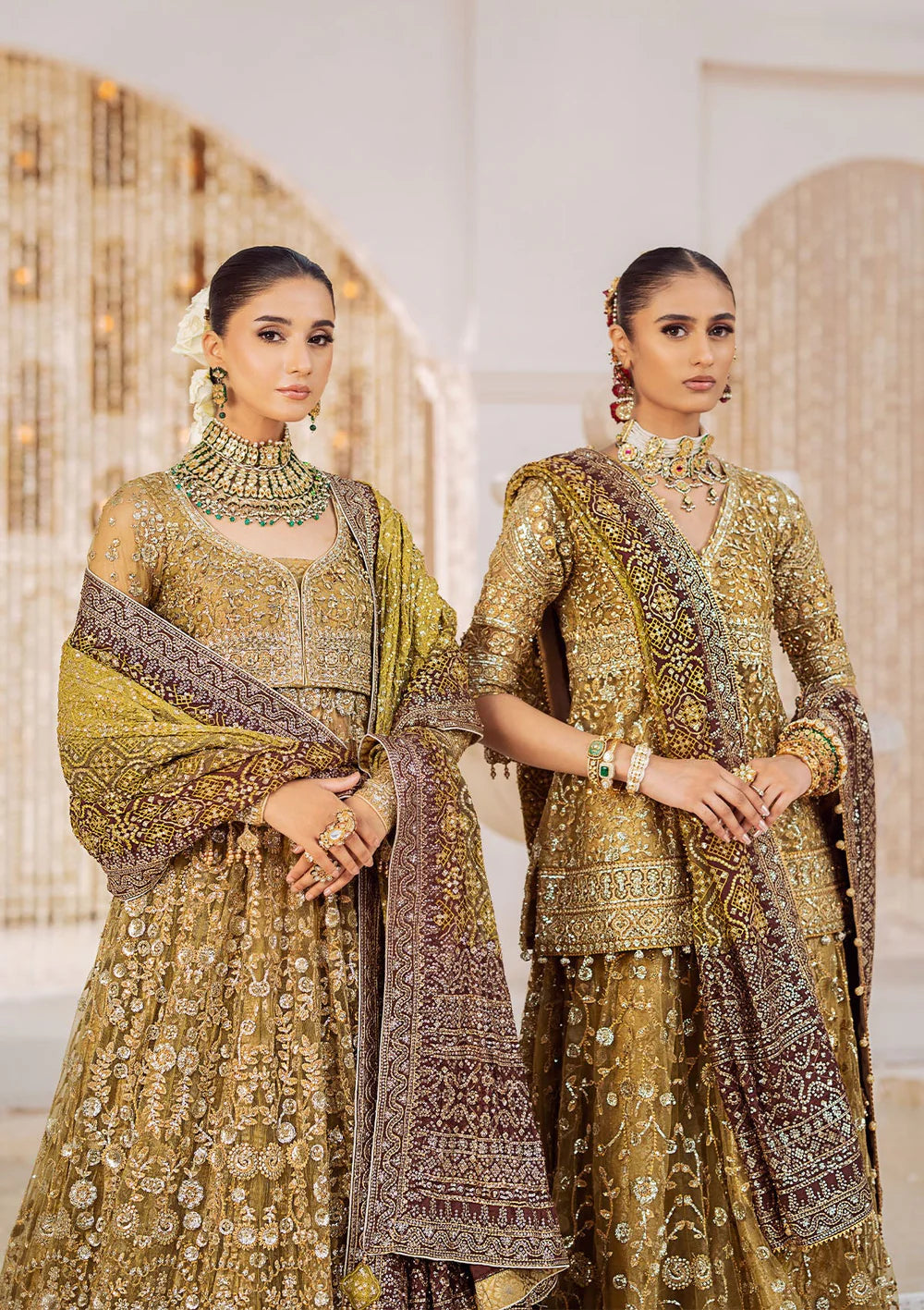 Nora | Olive Embroidered Embellished Lehenga