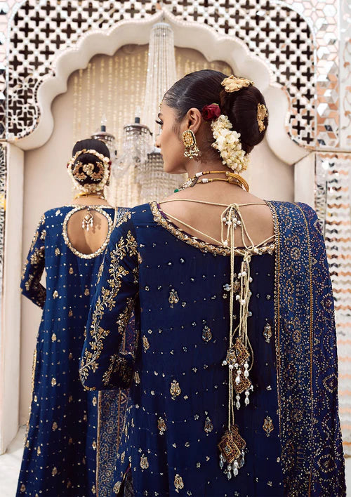Kareena | Navy Blue Wedding Medium Silk Embellished Gharara