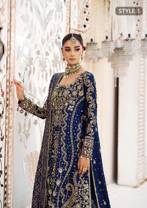 Kareena | Navy Blue Wedding Medium Silk Embellished Gharara